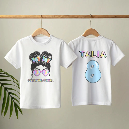 Birthday Girl t-shirt, Birthday girl with name, birthday girl shirt, Birthday rainbow tee,