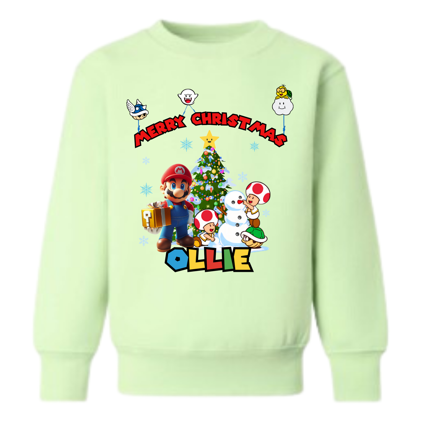 Christmas Sweatshirt - Personalised Super Mario Kids Christmas Jumper
