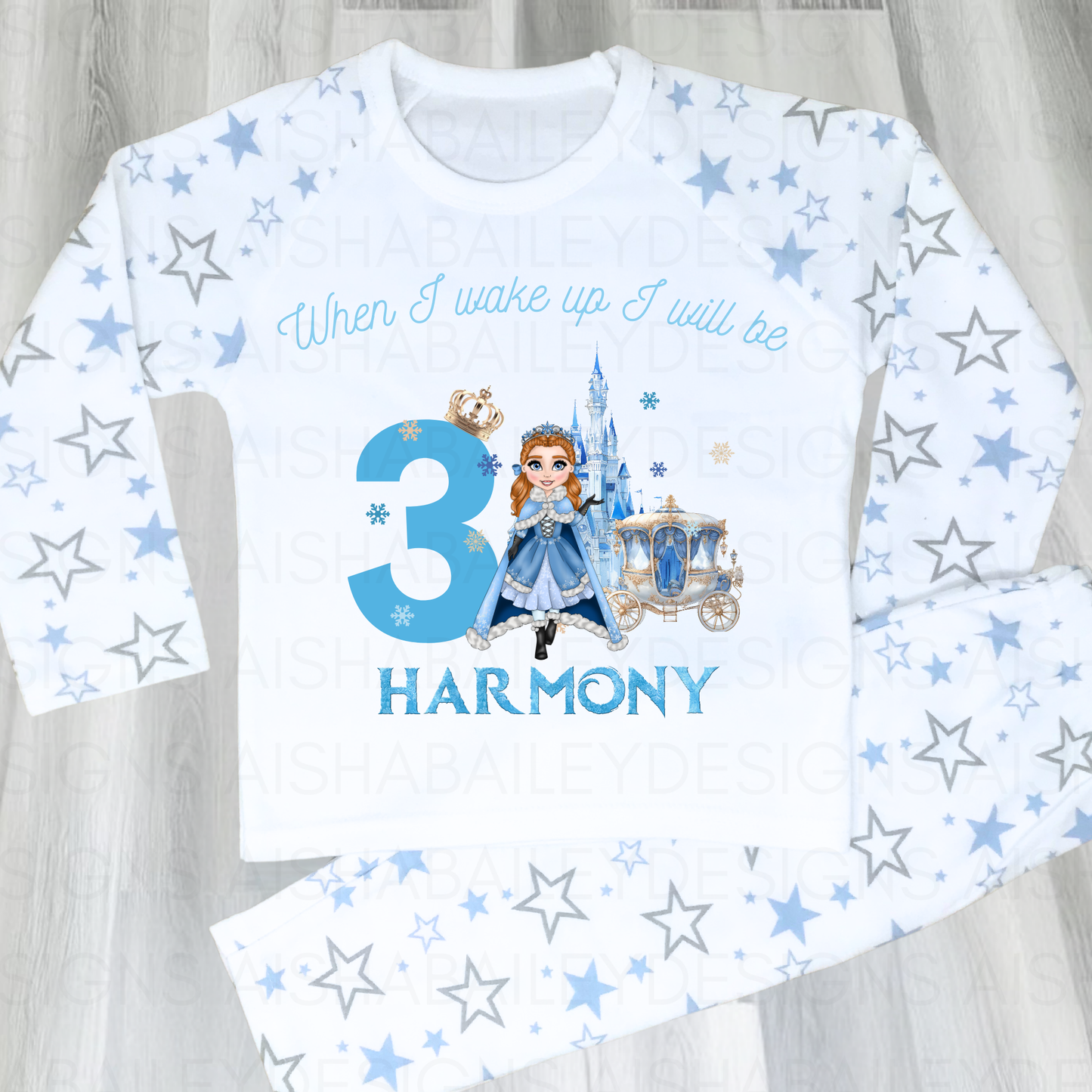 Princess birthday pyjamas, girls when i wake up I will be, personalised pjs, girls birthday pyjamas, girls princess pajamas