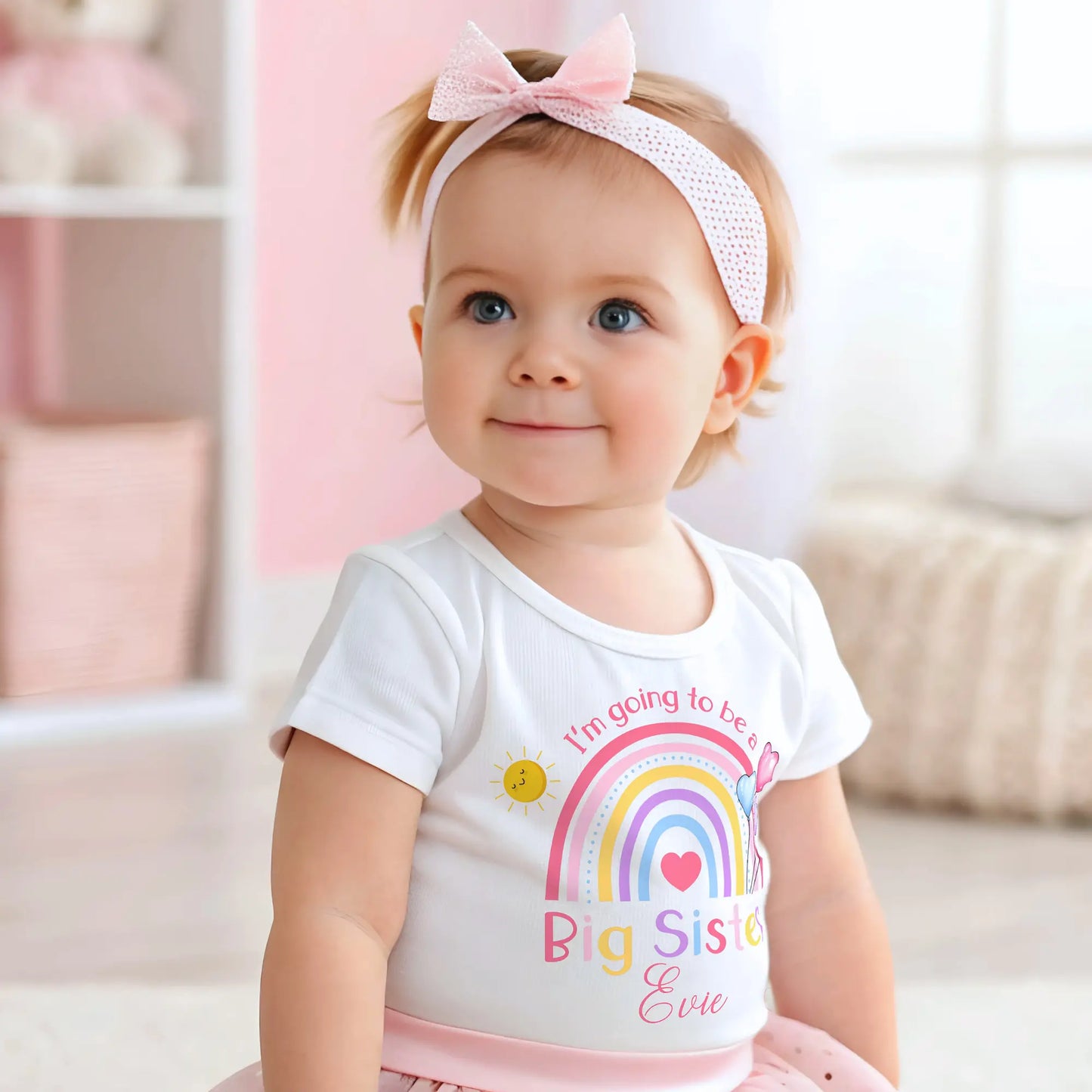 personalised big sister t-shirt, sibling outfit, new baby reveal, new big sister, promoted to big sister, baby shower gift