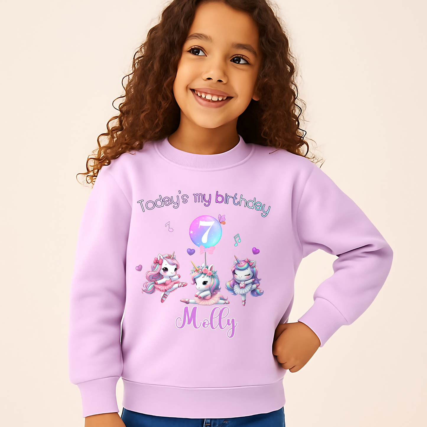 unicorn birthday sweatshirt, custom name jumper, unicorn party wear
