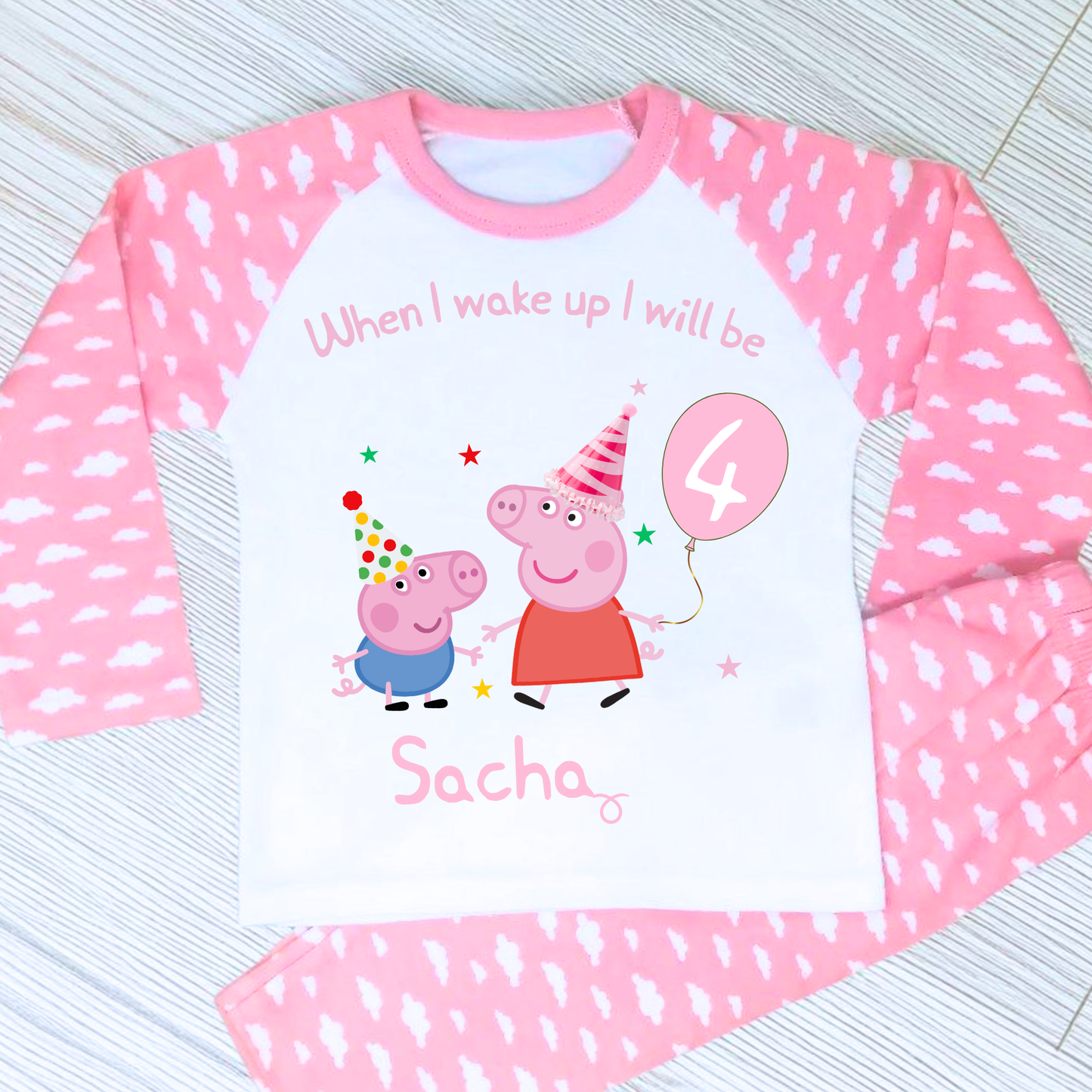 Peppa Pig birthday pyjamas, Peppa Pig Personalised Pyjamas, When I wake Up I'll Be Pj's, Girls Peppa Pig Pjs, Peppa Pig Birthday Gift, Name Pyjamas, Happy Birthday Pjs