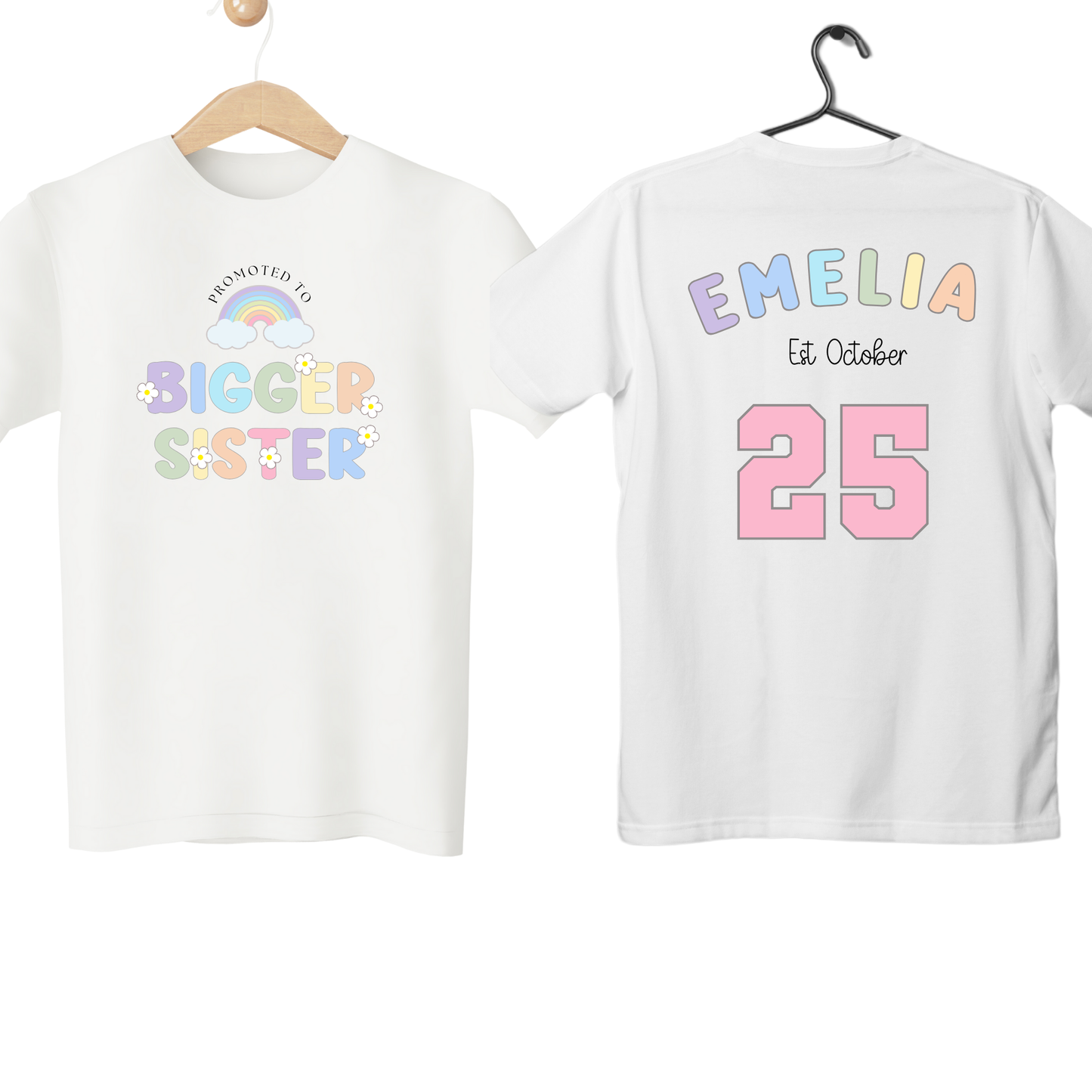 Baby Announcement T-Shirt - Promoted to Big Bigger Sister Gift