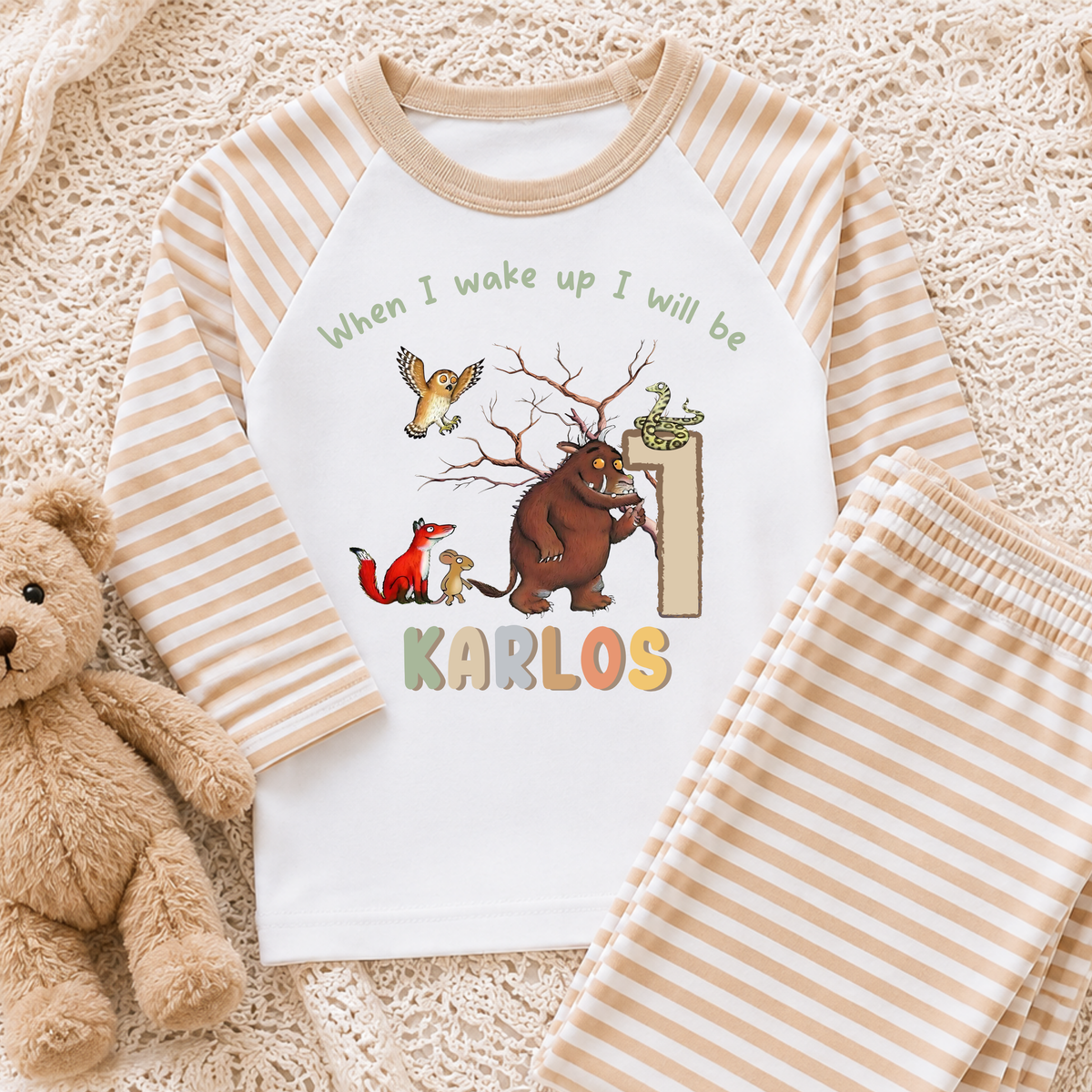 Personalised Boys Gruffalo Birthday Pyjamas with custom name and age