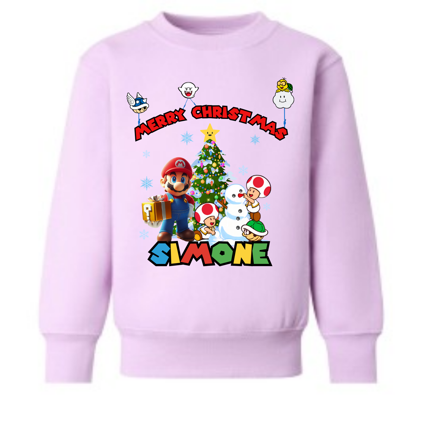 Christmas Sweatshirt - Personalised Super Mario Kids Christmas Jumper