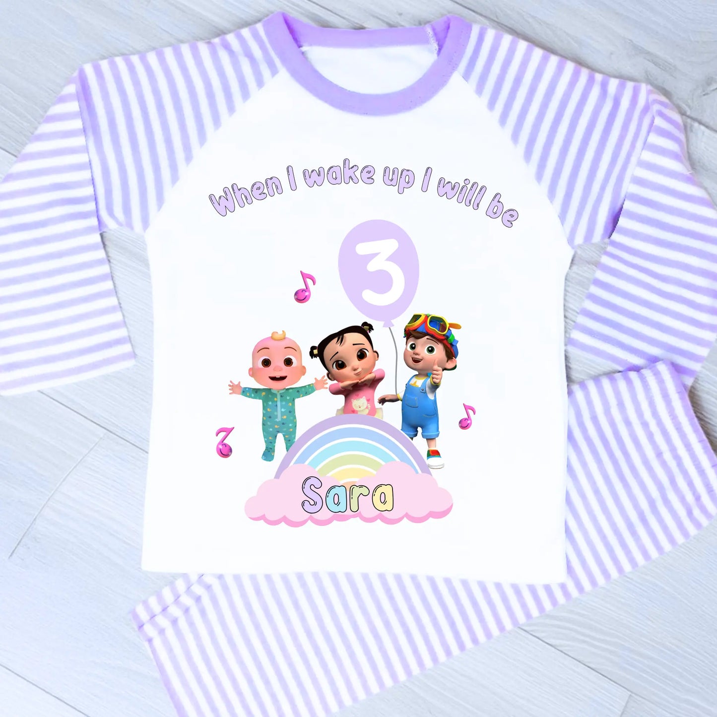 personalised cocomelon birthday pyjamas for girls with custom name, When i wake up Cocomelon