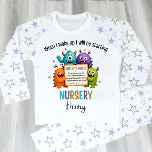 Personalised Boys Starting Nursery Pyjamas | Brave Little Monster