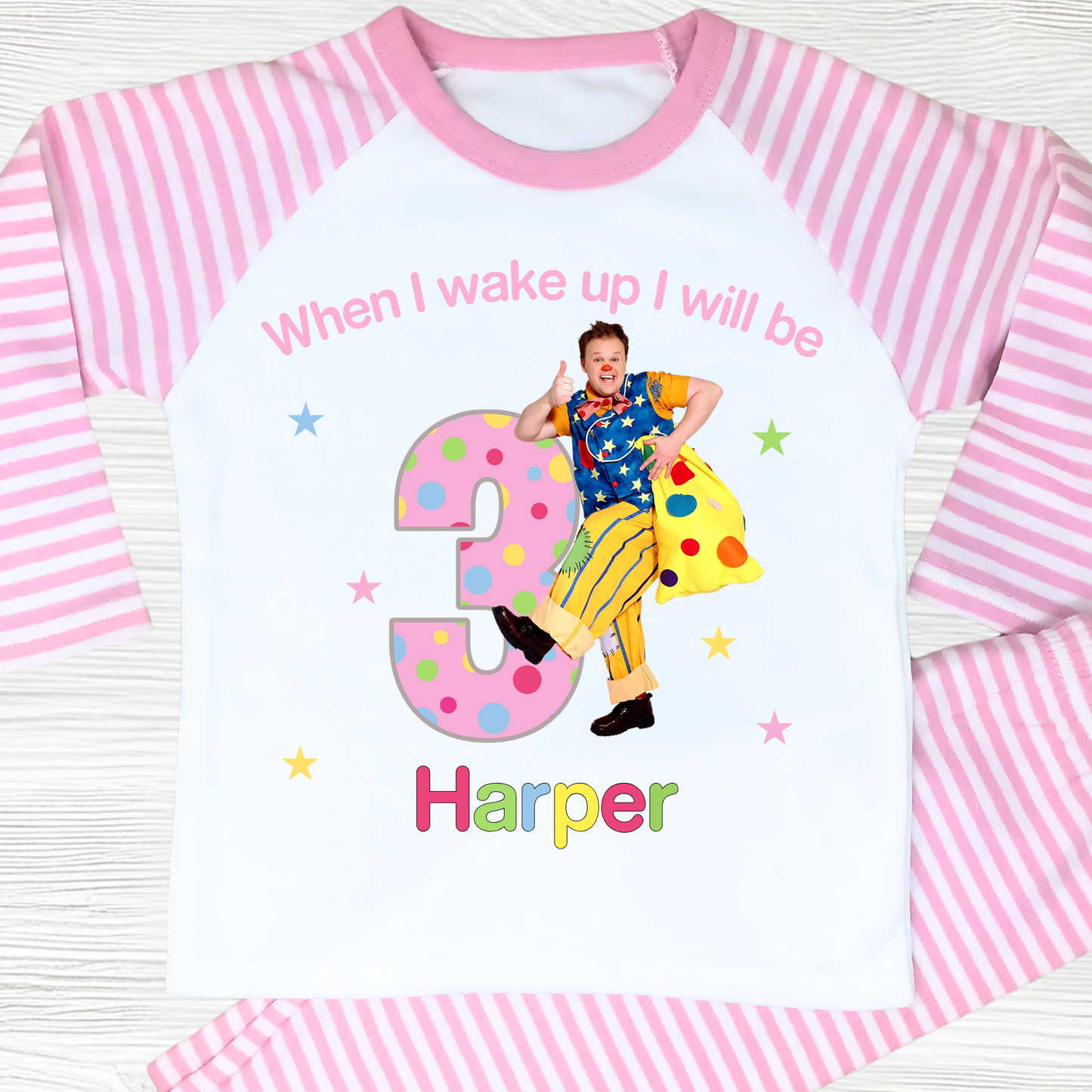 Mr Tumble Birthday Pyjamas for Girls - Personalised Mr Tumble Nightwear, birthday pjs my tumble, mr tumble personalised birrthday pajamas, when i wake up mr tumble