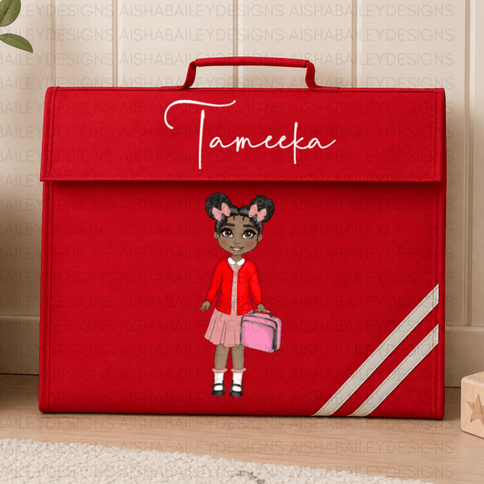 Personalised Back to School Book Bag for Girls | Custom Kids Character Design AishaBaileyDesigns