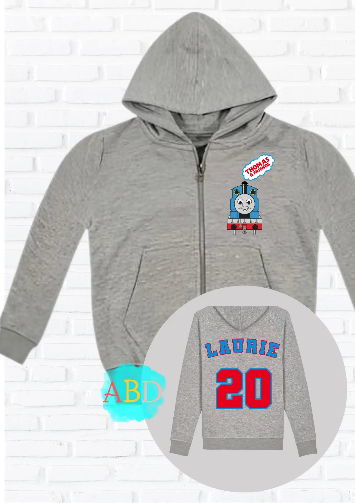 Custom Hoodie for Kids - Personalised Thomas Zip-up for Girls