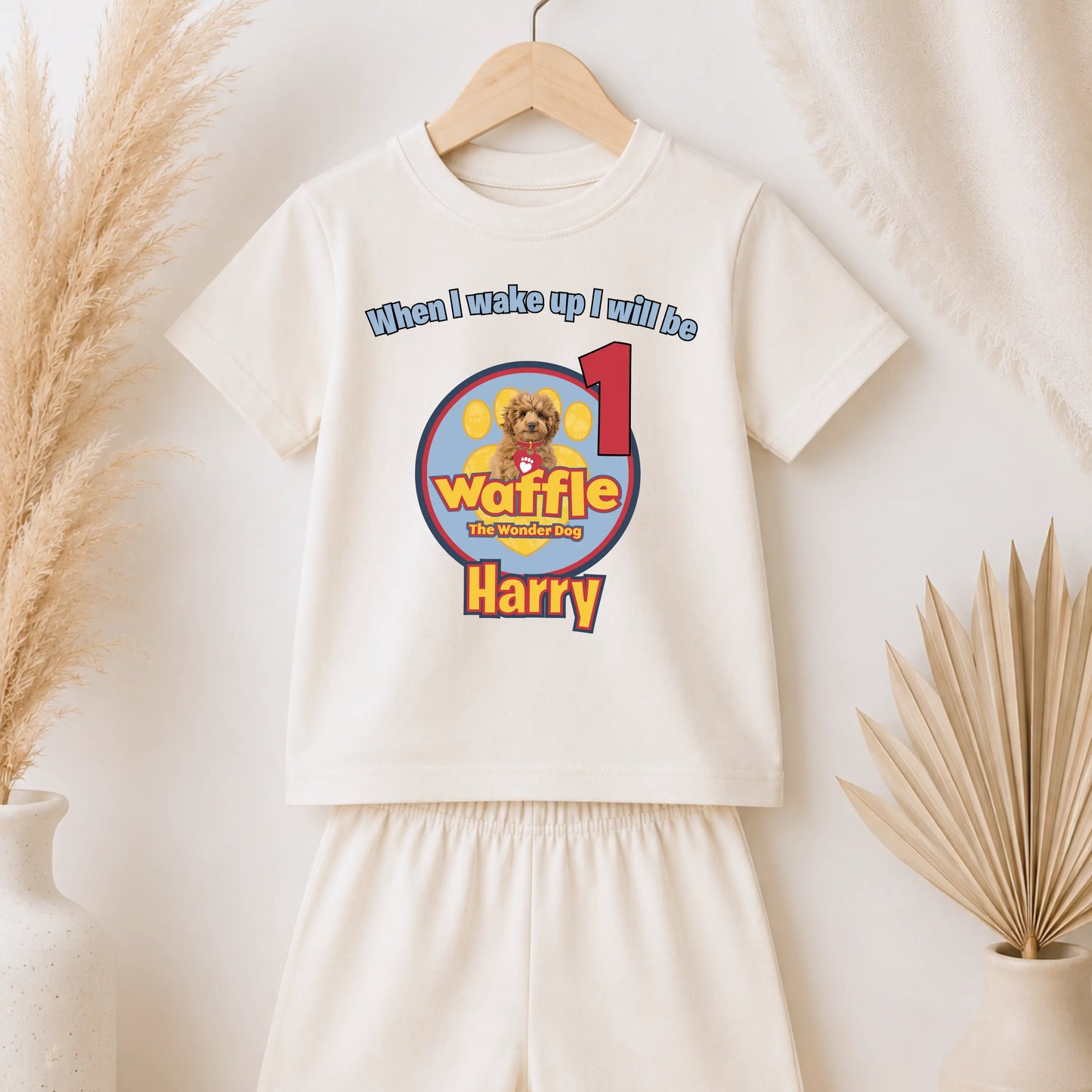 Personalised Waffle Birthday Pyjamas for Boys – Custom Name & Age Short PJ Set AishaBaileyDesigns