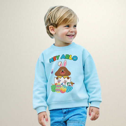 Hey Duggee Easter Sweatshirt, hey duggee easter gift, boys hey duggee with name, easter hey duggee sweatshirt