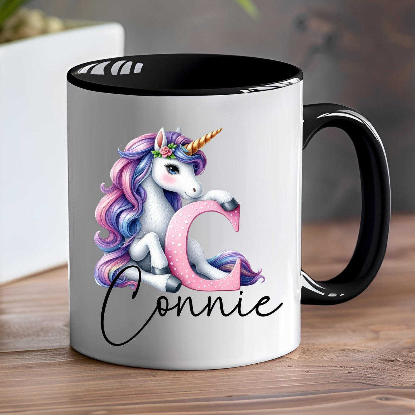 personalised unicorn mug, personalised children's mug, girls unicorn mug, personalised pink unicorn initial cup, unicorn mug for kids, unicorn cup babies, children's unicorn mug, unicorn mug with name, unicorn mug personalised