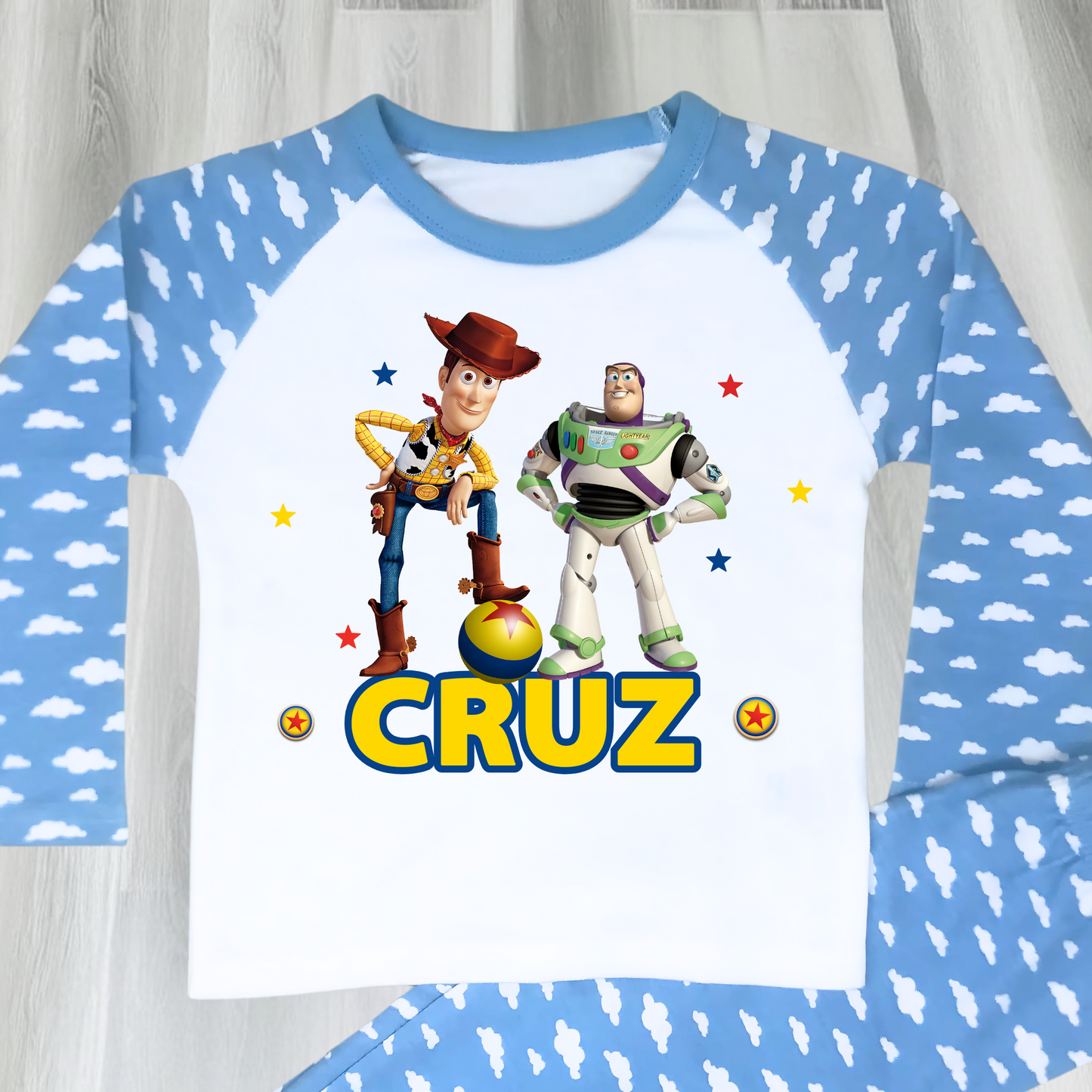 Toy Story Personalised Pyjamas - Boys' Buzz & Woody PJs, Toy story pajamas, Toy story with name, personalised Buzz and Woody, Buzz and Woody birthday