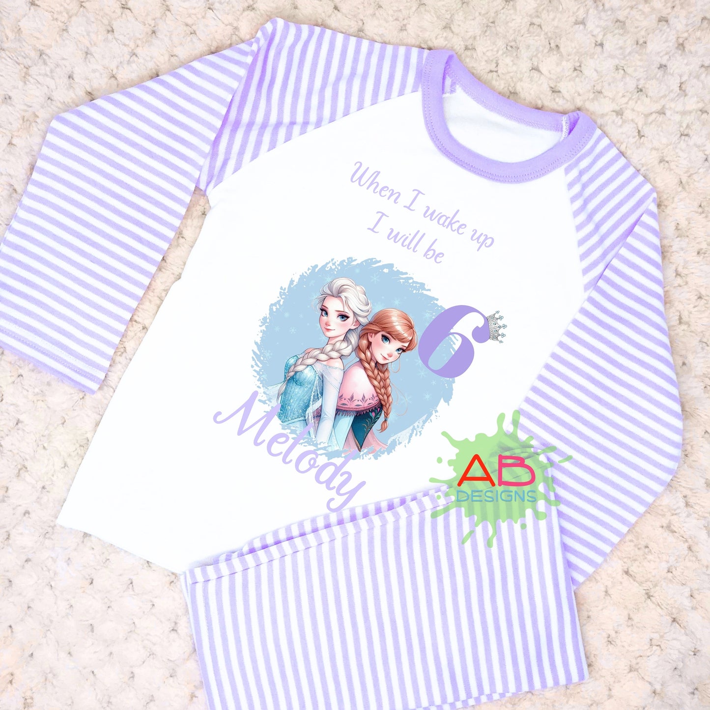 Frozen Birthday Pyjamas, When I wake up Elsa and Anna, Frozen pajamas with name, Frozen Elsa and Anna PJs
