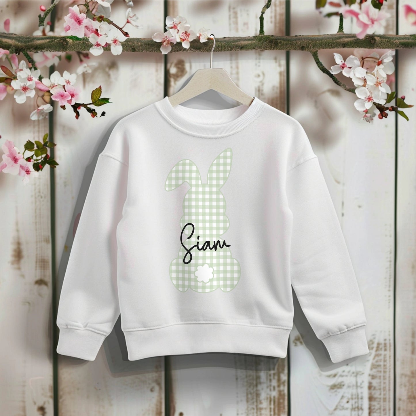 Easter Sweatshirt for Children - Personalised Easter Gingham Jumper, personalised easter sweatshirt, kids easter jumper, kids easter top