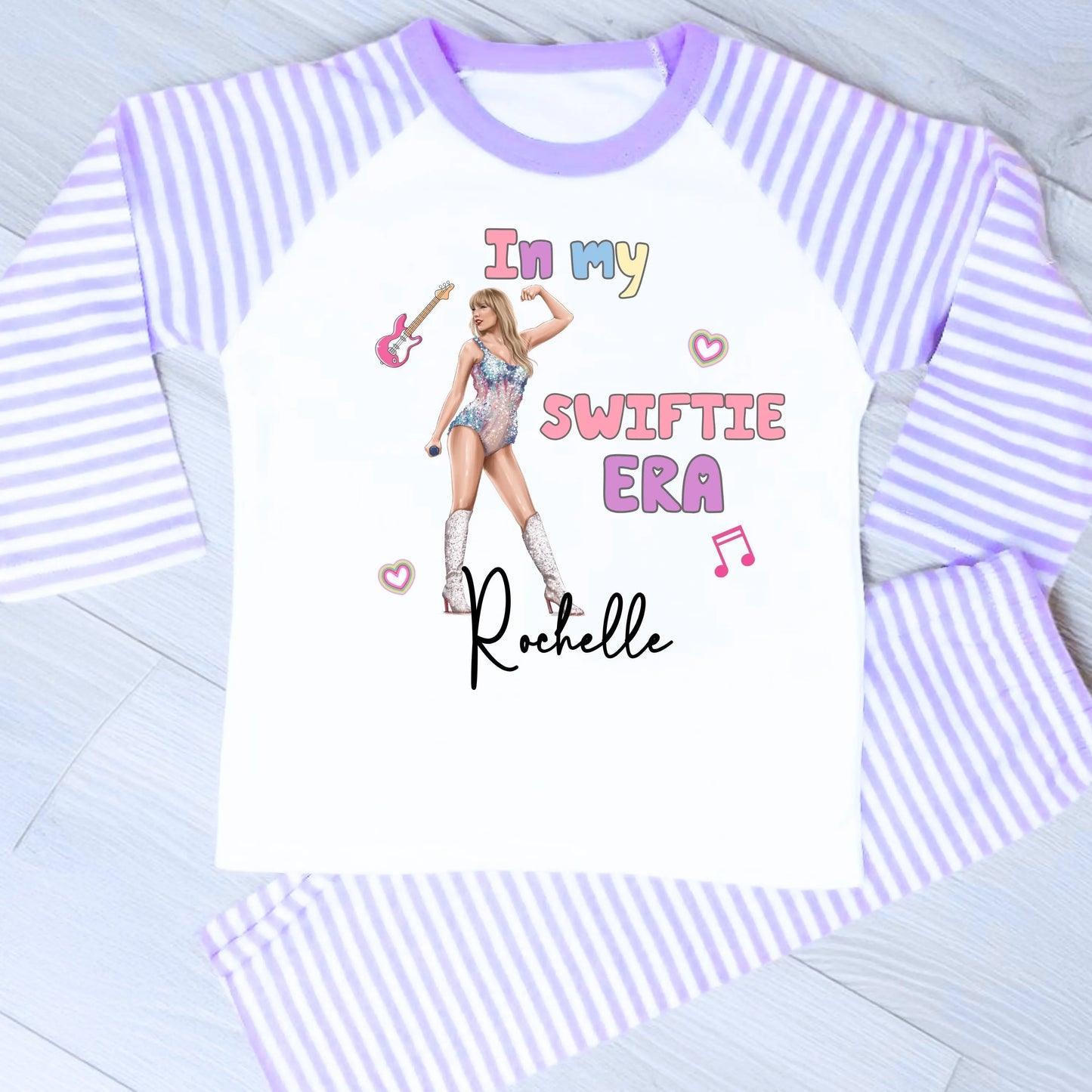 Personalised Taylor Swiftie pyjamas with her custom name. Perfect for everyday wear for Taylor Swift fans