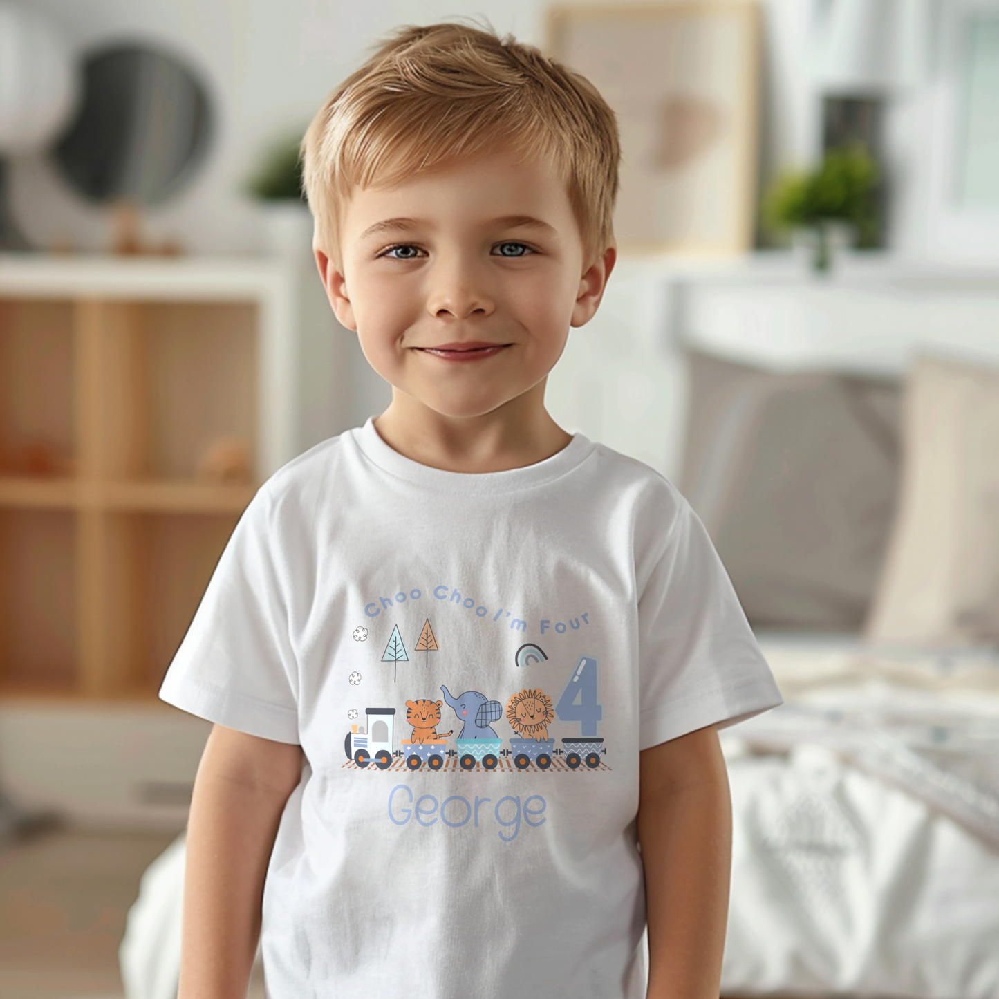 Safari Birthday T-shirt: Personalised Safari Train for Boys, custom animal birthday tee, wild one personalised tshirt, jungle theme birthday tshirt
