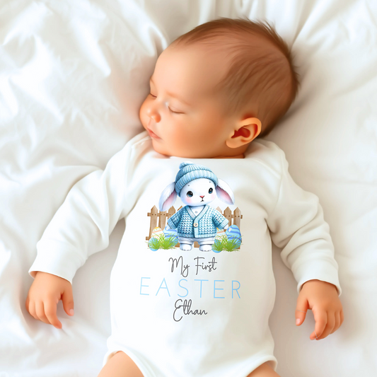 Easter Vest - Baby's First Personalised Easter Outfit for Boys, newborn easter outfit, baby's 1st easter vest, baby's first easter babygrow