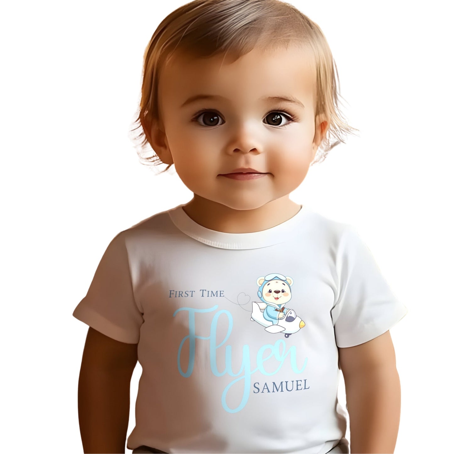 Family Vacation Shirt - Children's Personalised Teddy First Flyer Tee, kids first holiday top, first flyer tee, baby 1st flyer
