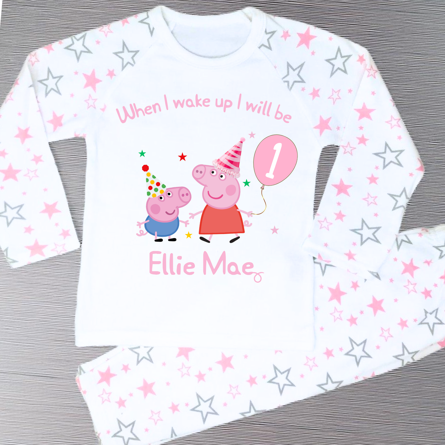 Peppa Pig birthday pyjamas, Peppa Pig Personalised Pyjamas, When I wake Up I'll Be Pj's, Girls Peppa Pig Pjs, Peppa Pig Birthday Gift, Name Pyjamas, Happy Birthday Pjs