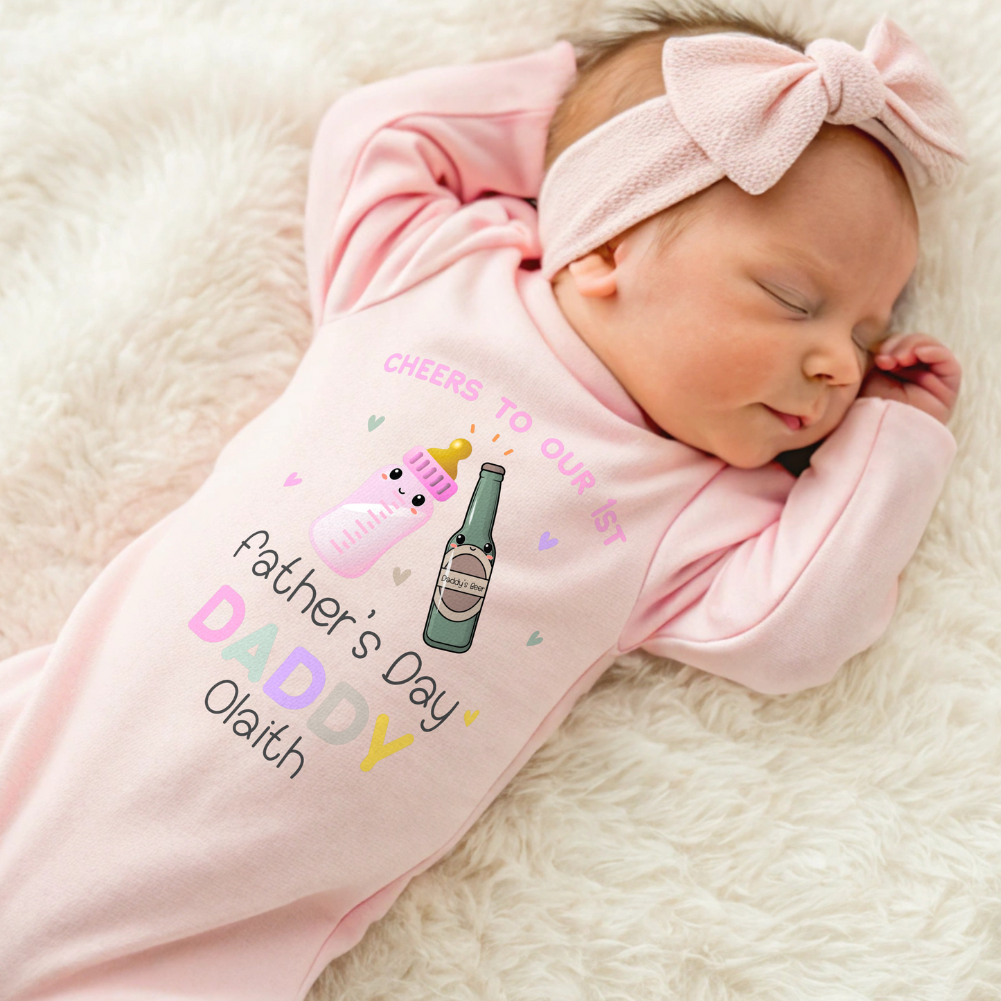 1st Father's Day Outfit, personalised baby gift, 1st Father's day sleepsuit, Newborn baby gift, baby girl first fathers day