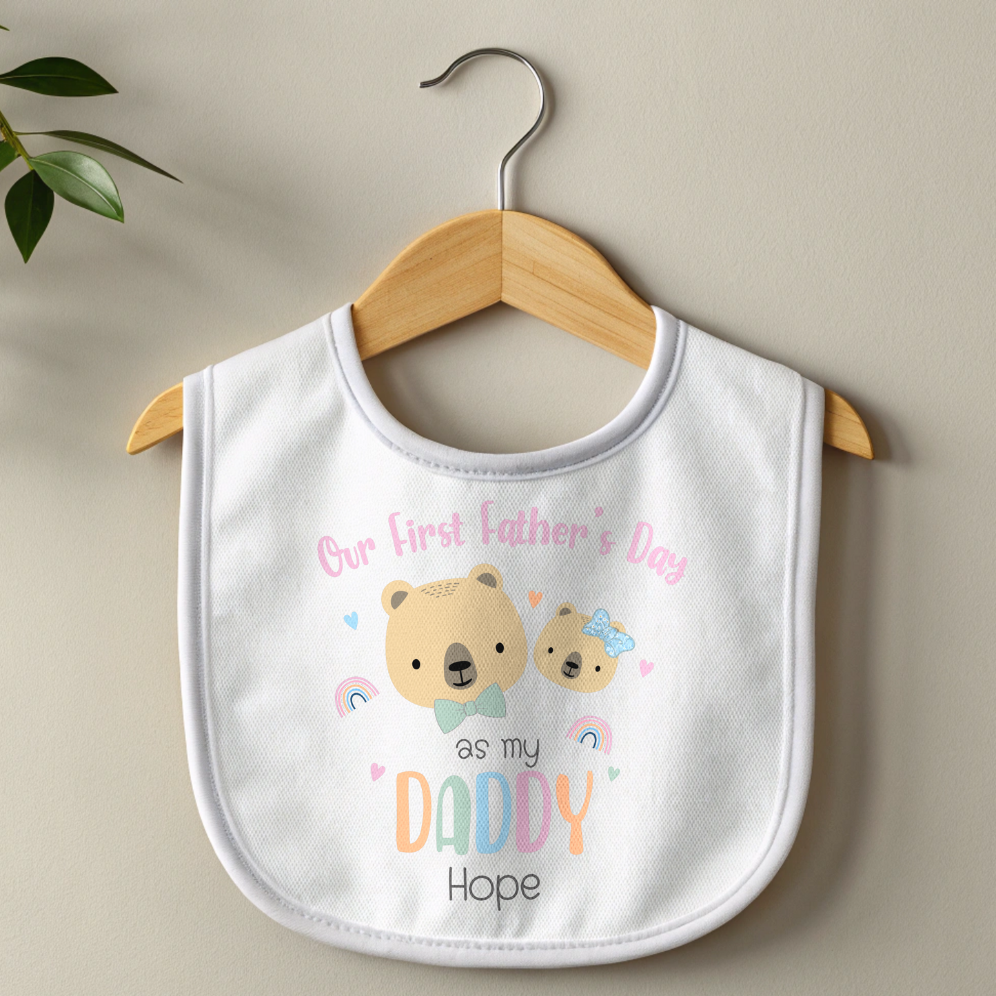 Baby Girls Personalised Teddy Bear 1st Father's Day Outfit: Sleepsuit, Vest, T-Shirt or Bib