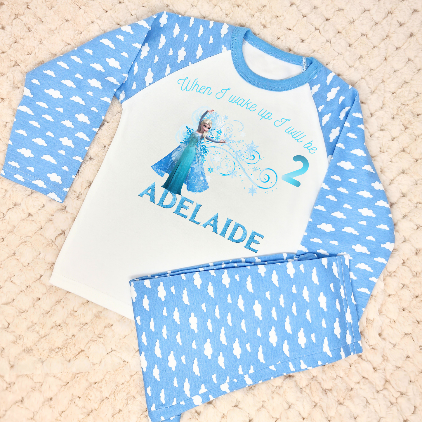 Frozen birthday pyjamas, When i wake up Elsa, Princess Elsa PJS, Frozen elsa pyjamas