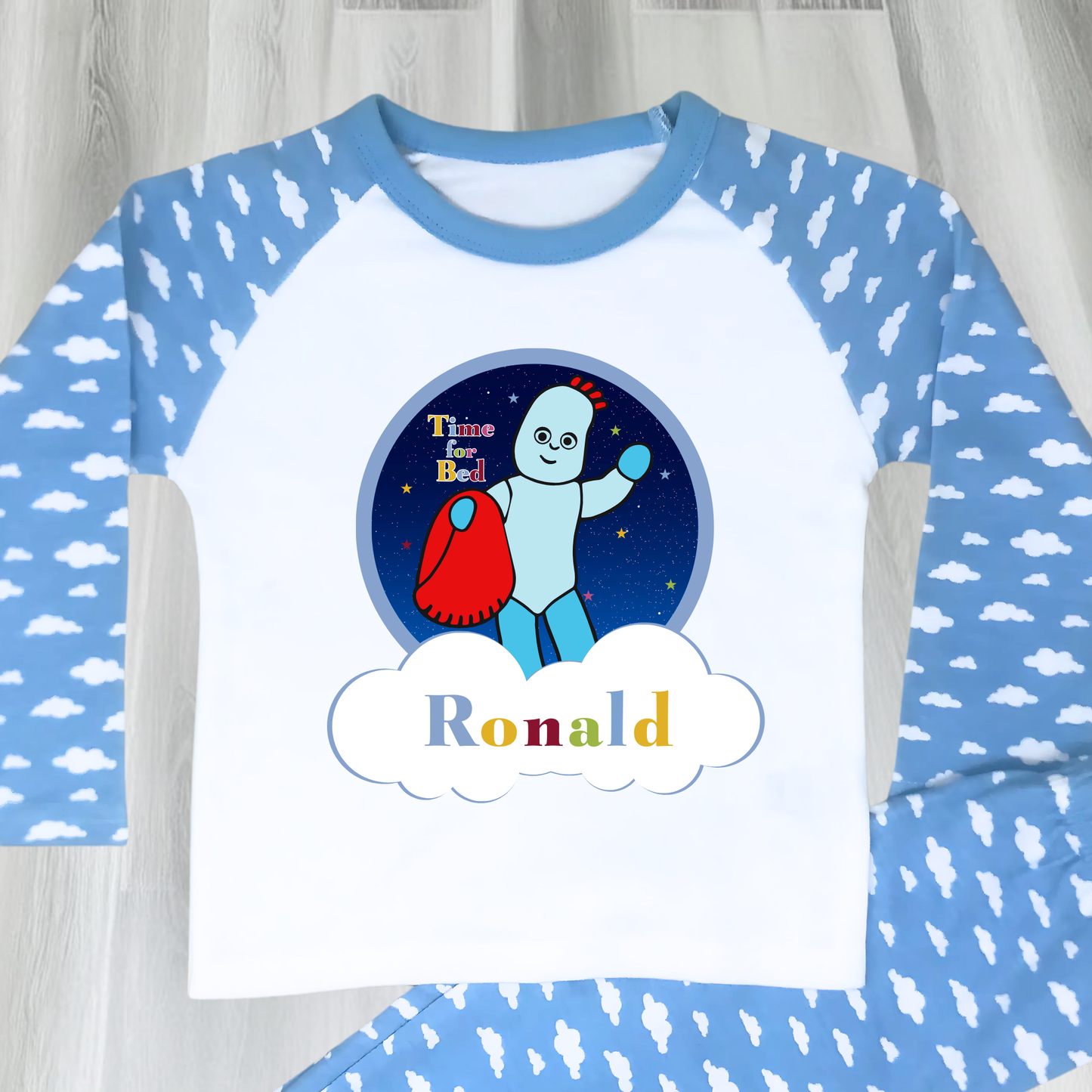 Personalised iggle piggle pyjamas, boys in the night garden pjs, iggle piggle with name, in the night garden pajamas, boys iggle piggle pjs, iggle piggle birthday gift