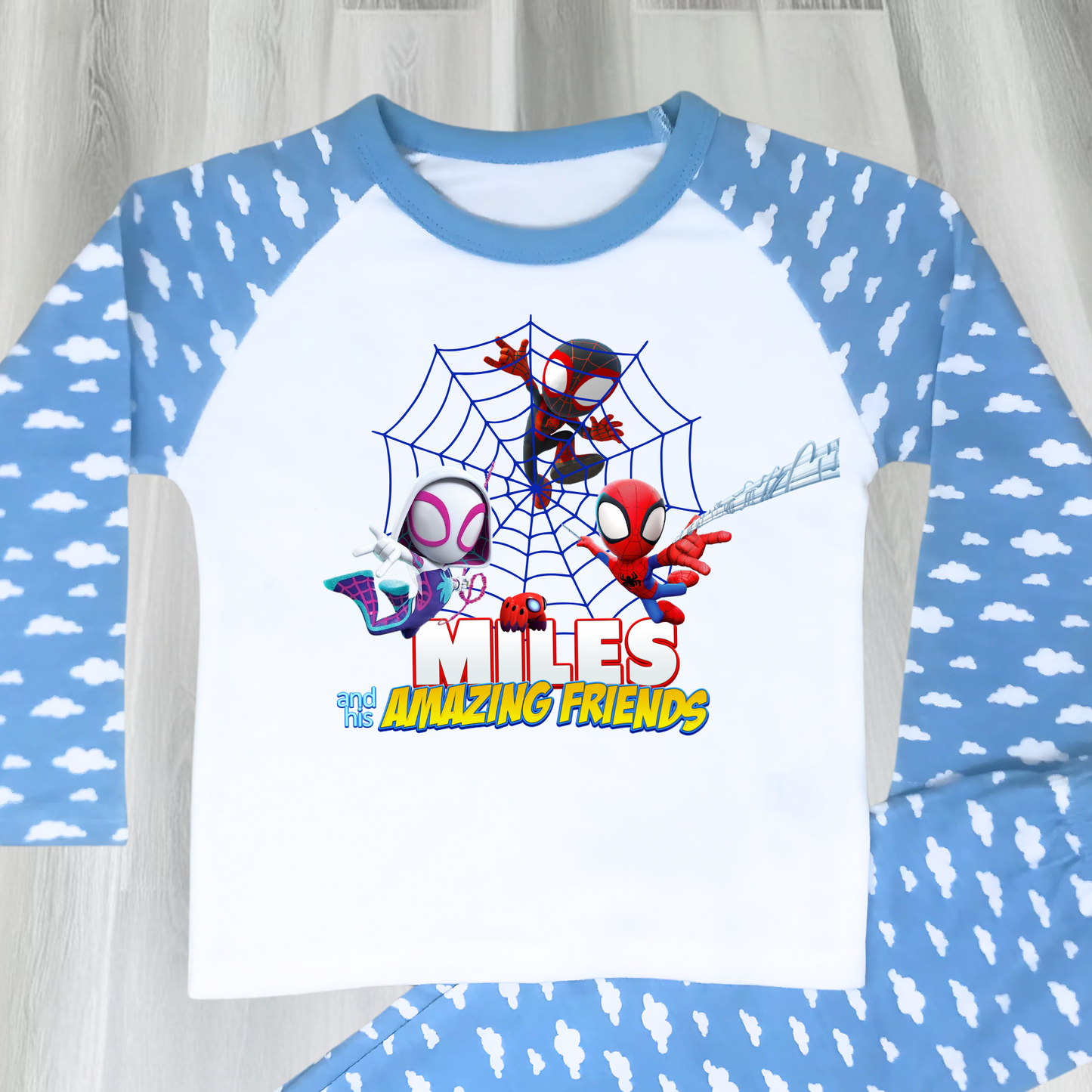 Spidey personalised pyjamas, boys spidey with name, spidey and his amazing friends, superhero custom pjs