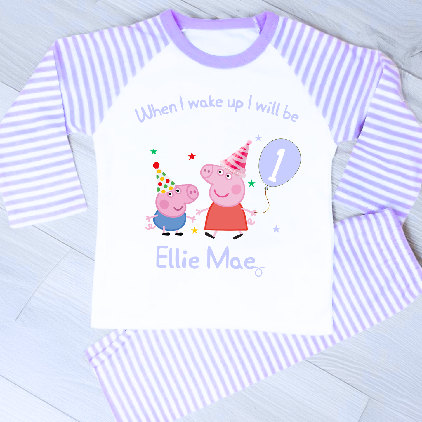 Peppa Pig birthday pyjamas, Peppa Pig Personalised Pyjamas, When I wake Up I'll Be Pj's, Girls Peppa Pig Pjs, Peppa Pig Birthday Gift, Name Pyjamas, Happy Birthday Pjs