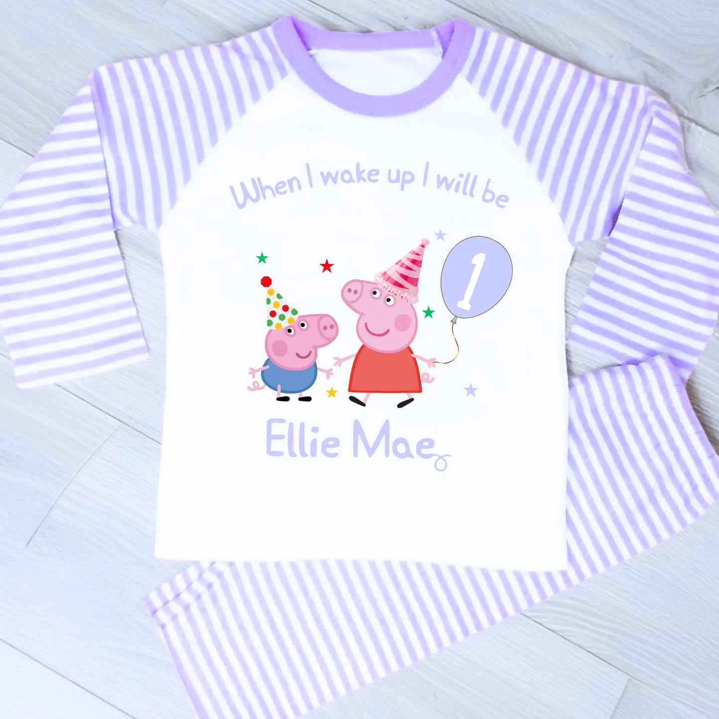 Peppa Pig birthday pyjamas, Peppa Pig Personalised Pyjamas, When I wake Up I'll Be Pj's, Girls Peppa Pig Pjs, Peppa Pig Birthday Gift, Name Pyjamas, Happy Birthday Pjs