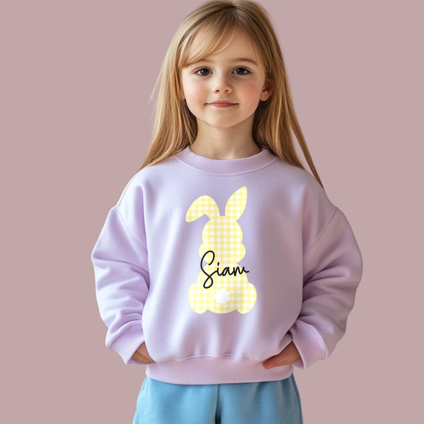 Easter Sweatshirt for Children - Personalised Easter Gingham Jumper, personalised easter sweatshirt, kids easter jumper, kids easter top