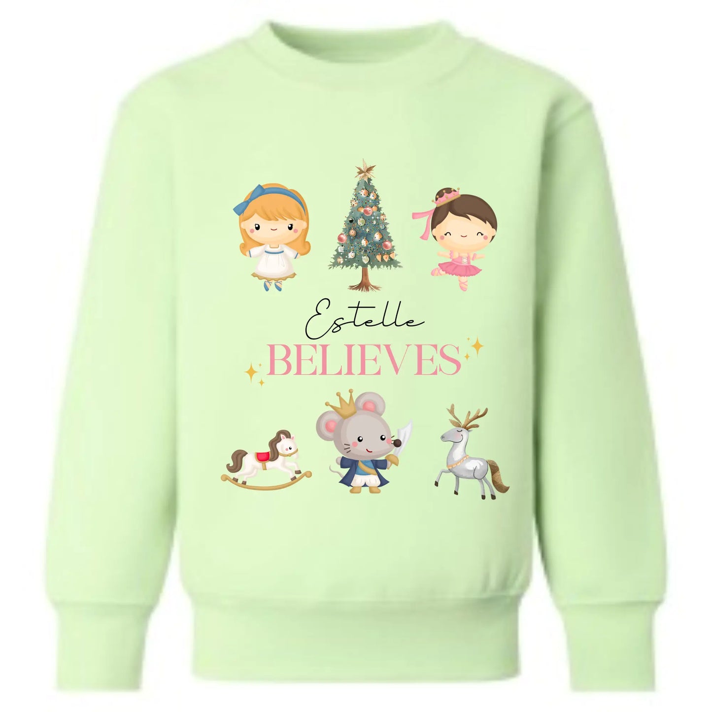Personalised Christmas Sweatshirt for Girls, Pink Nutcracker Christmas Top, Girls Christmas Jumper Day
