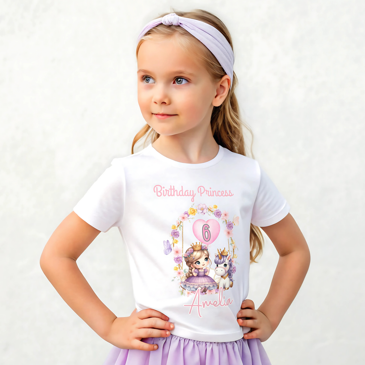 Princess unicorn birthday t-shirt, custom birthday girl, princess unicorn top, personalised princess tee, birthday princess