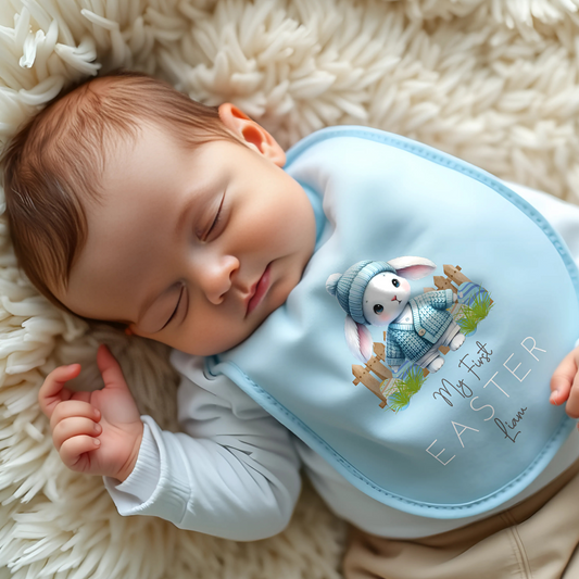 Easter Bib - Baby's First Personalised Easter Bib for Boys, newborn 1st easter outfit, baby easter outfit, 1st easter newborn babygrow