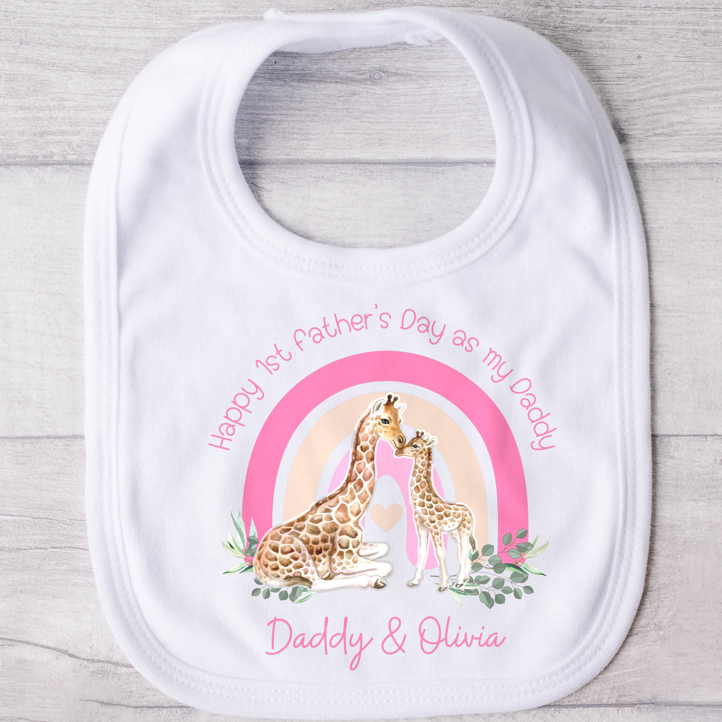 1st Father's Day Sleepsuit, first fathers day, 1st Father's day outfit, Safari father's day outfit, baby girl father's day, Newborn baby gift, giraffe personalised baby