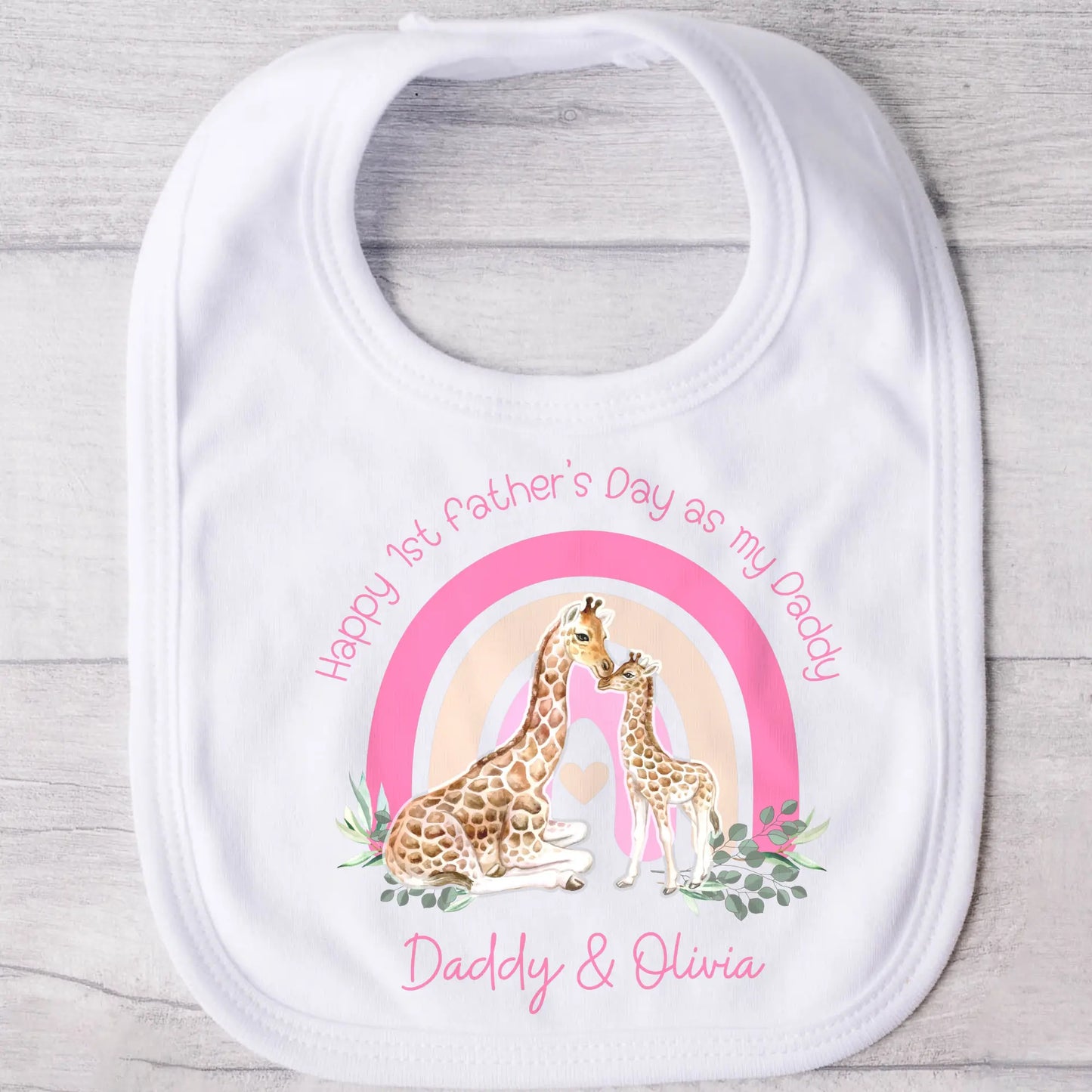 1st Father's Day Sleepsuit, first fathers day, 1st Father's day outfit, Safari father's day outfit, baby girl father's day, Newborn baby gift, giraffe personalised baby