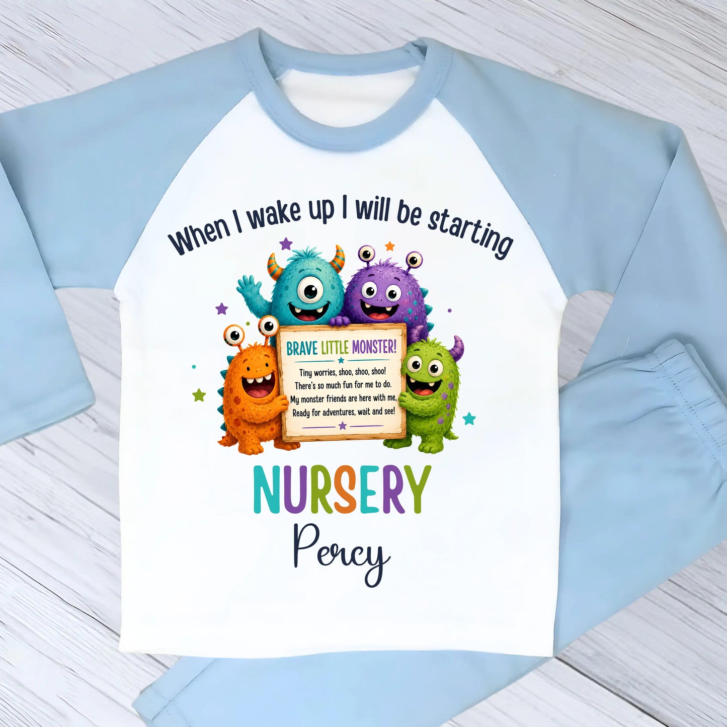 Personalised Boys Starting Nursery Pyjamas | Brave Little Monster AishaBaileyDesigns