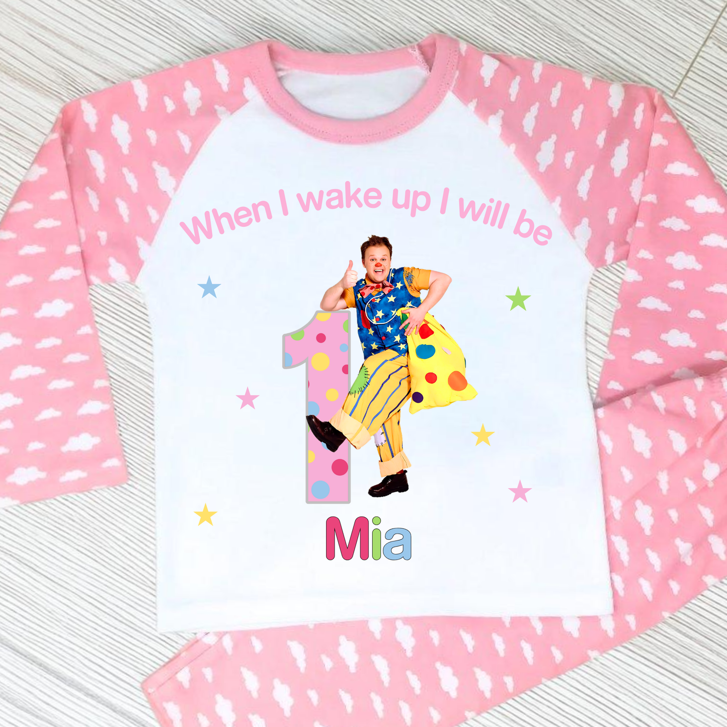 Mr Tumble Birthday Pyjamas for Girls - Personalised Mr Tumble Nightwear, birthday pjs my tumble, mr tumble personalised birrthday pajamas, when i wake up mr tumble