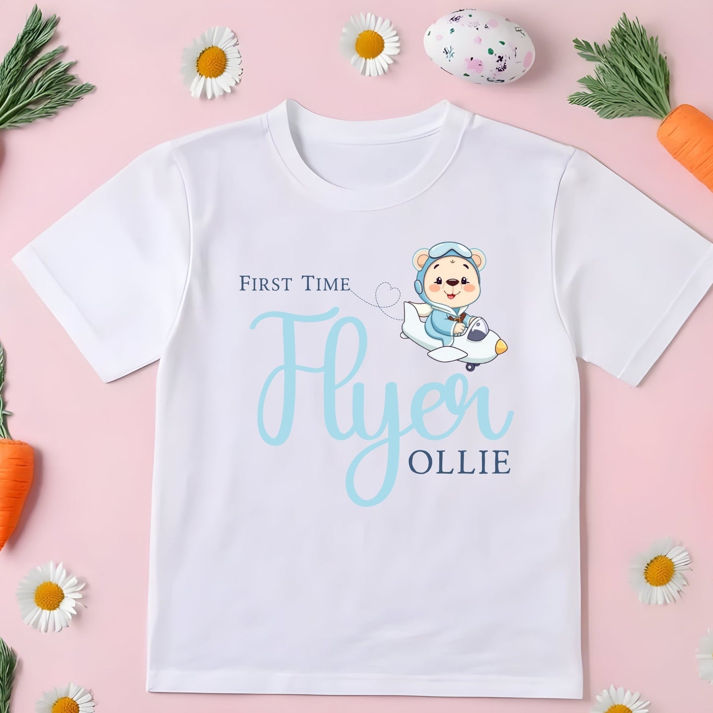 Family Vacation Shirt - Children's Personalised Teddy First Flyer Tee, kids first holiday top, first flyer tee, baby 1st flyer