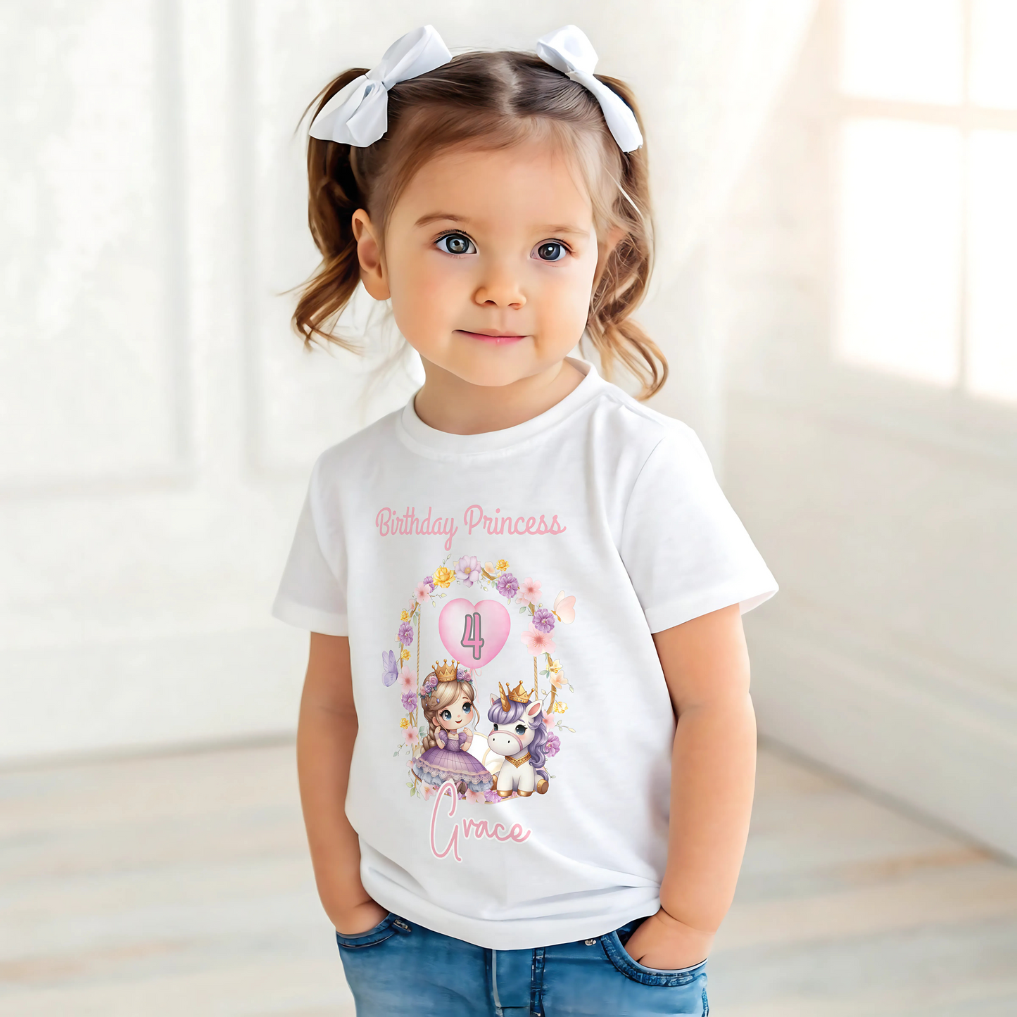 Princess unicorn birthday t-shirt, custom birthday girl, princess unicorn top, personalised princess tee, birthday princess