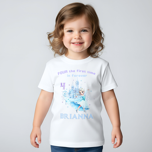 Personalised Frozen Elsa 4th Birthday T-Shirt – Princess Birthday Shirt for Girls AishaBaileyDesigns
