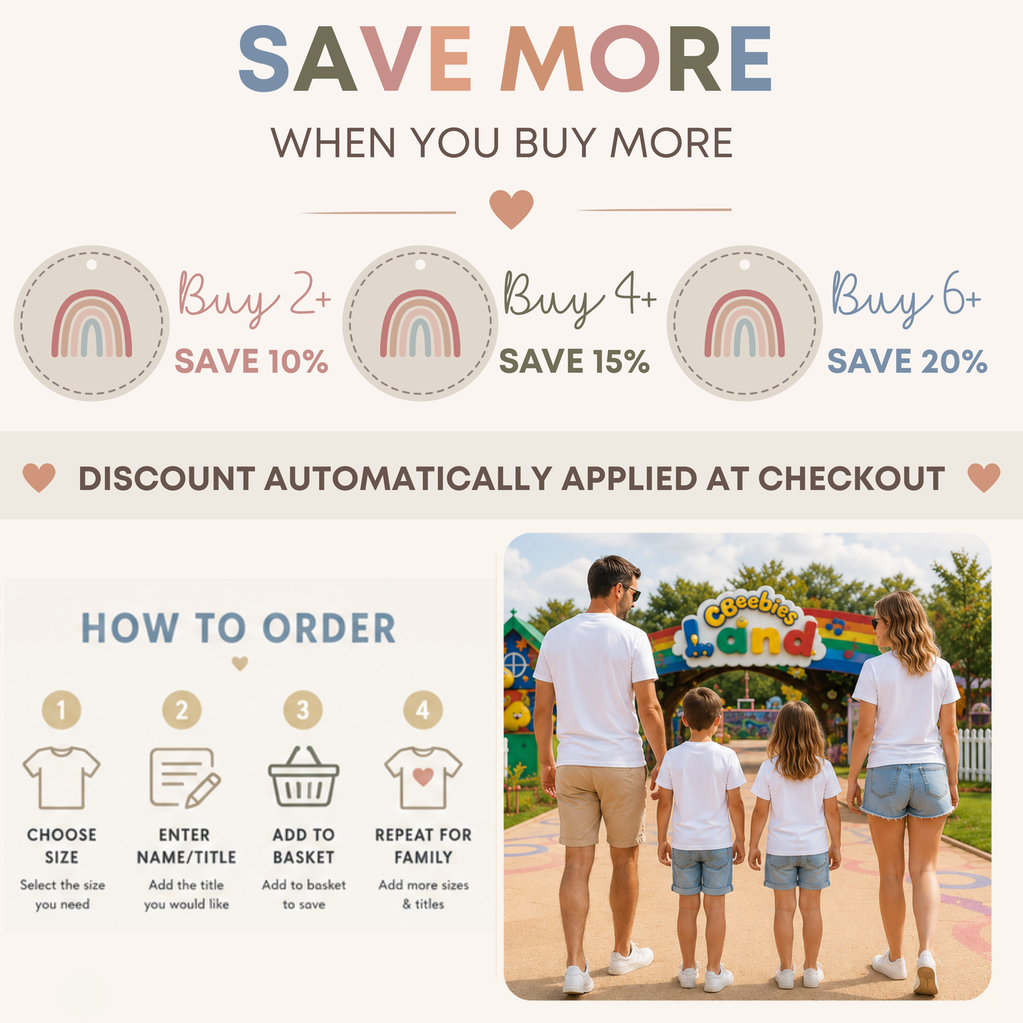 Personalised Family Holiday T-Shirt for Babies, Kids & Adults