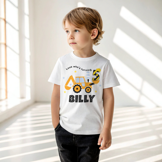 Digger birthday t-shirt, 1st birthday, birthday boy tee, birthday digger top, toddler birthday tee