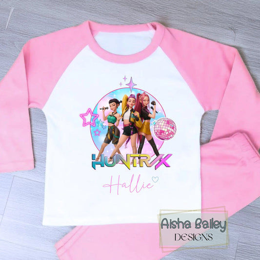 Girls Personalised Kpop Demon Hunters Pyjamas for Everyday Wear AishaBaileyDesigns