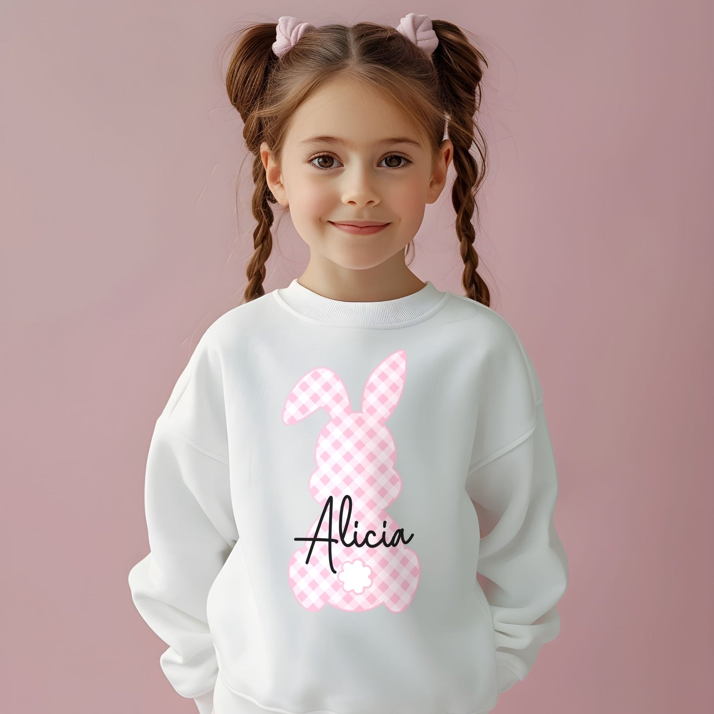 Easter Sweatshirt for Children - Personalised Easter Gingham Jumper, personalised easter sweatshirt, kids easter jumper, kids easter top