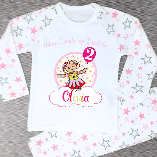 Upsy Daisy Birthday pyjamas, In the night garden birthday pyjamas, when i wake up Upsy Daisy, Girls Upsy Daisy, in the night garden name number