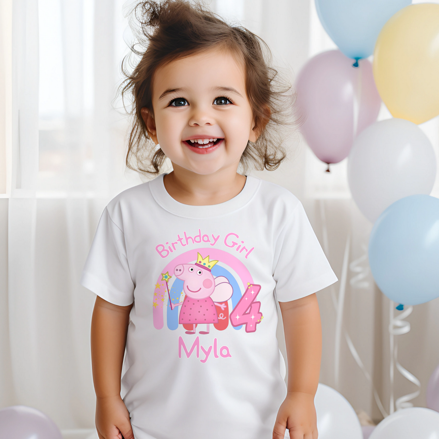 Peppa Pig Birthday t-shirt for Girls - Personalised Peppa Pig Birthday Tee, peppa pig birthday tshirt, personalized peppa pig top, peppa pig personalised birthday shirt