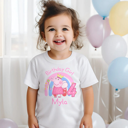 Peppa Pig Birthday t-shirt for Girls - Personalised Peppa Pig Birthday Tee, peppa pig birthday tshirt, personalized peppa pig top, peppa pig personalised birthday shirt